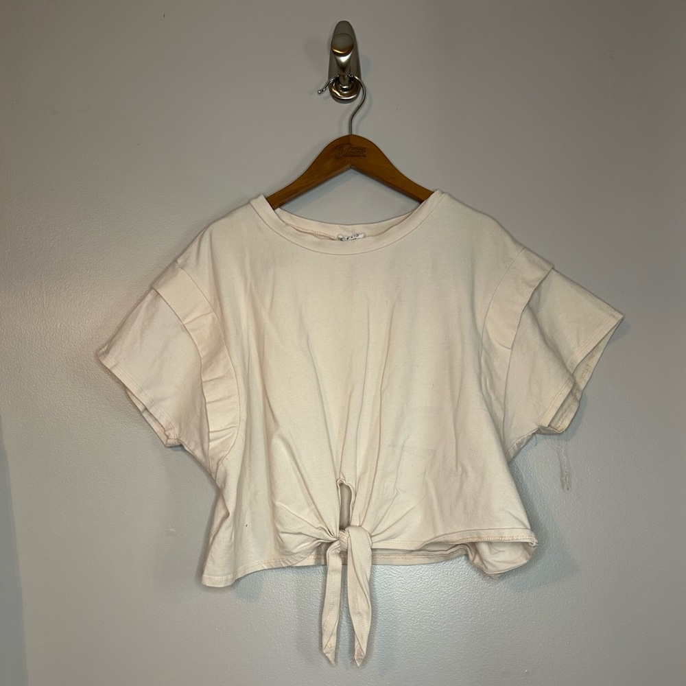 Cream cropped tee XL